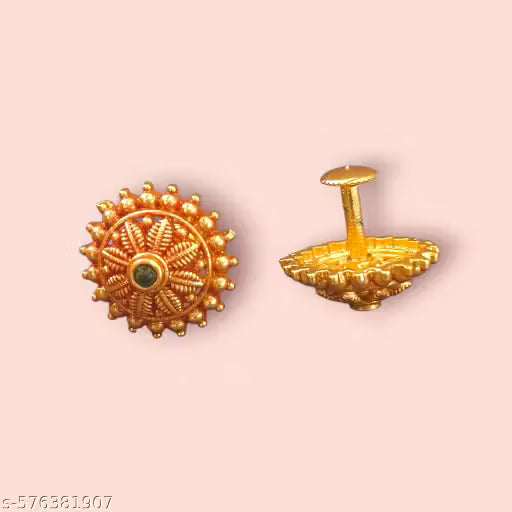 MAHIMA FASHION Gold plated green colour Daily wear earrings/Trendy earrings/Studs