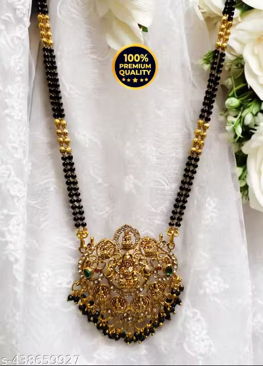 Maha Saving Offer Jewellery Attractive New design Manaal Jewels Designer Asta Laxmi Big CZ Pendent with two line fancy 24 Inch mangalsutra for Women's & Girls
