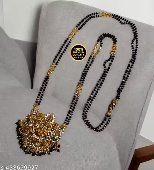 Maha Saving Offer Jewellery Attractive New design Manaal Jewels Designer Asta Laxmi Big CZ Pendent with two line fancy 24 Inch mangalsutra for Women's & Girls