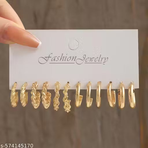 Vassaley Combo Of 24 Pairs Gold Plated Hoop And Pearl Earrings For Women And Girls