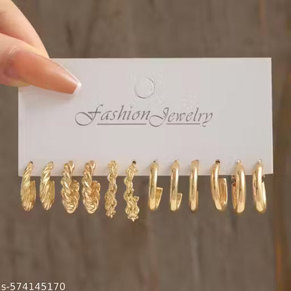 Vassaley Combo Of 24 Pairs Gold Plated Hoop And Pearl Earrings For Women And Girls