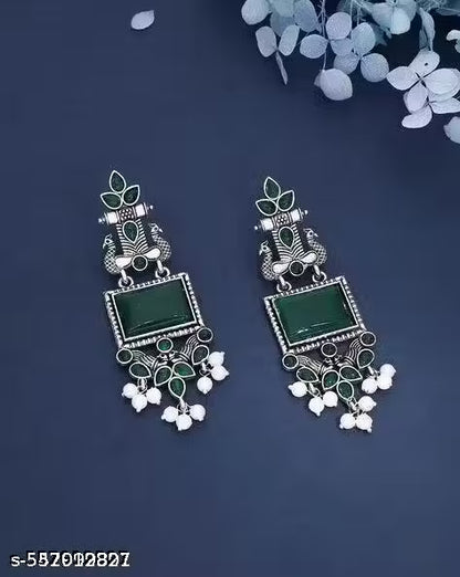 women's Latest Design Monalisa Earrings | Stone Earrings | Stone Earrings for Girls & Women| Pair of Stone Studs | Premium Quality Brass Stone Studs | Pair of Stone Earring by Jewellery Studio (combo of 2)