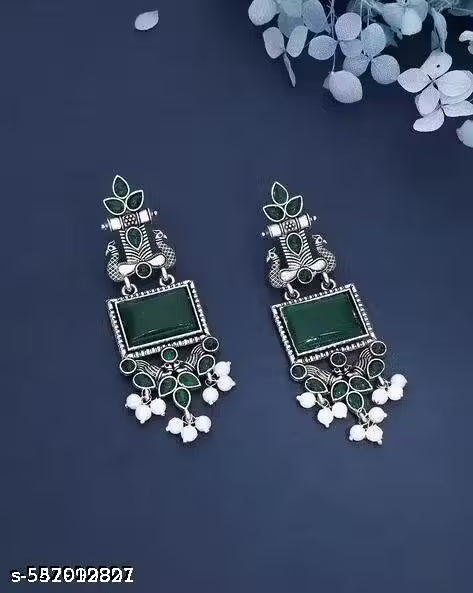 women's Latest Design Monalisa Earrings | Stone Earrings | Stone Earrings for Girls & Women| Pair of Stone Studs | Premium Quality Brass Stone Studs | Pair of Stone Earring by Jewellery Studio (combo of 2)
