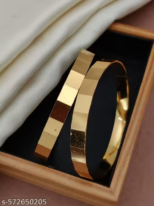 Antique Gold Plated Brass Bangle Pair for Wedding & Party Wear
