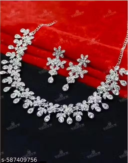 Rhodium Plated Jewellery Set